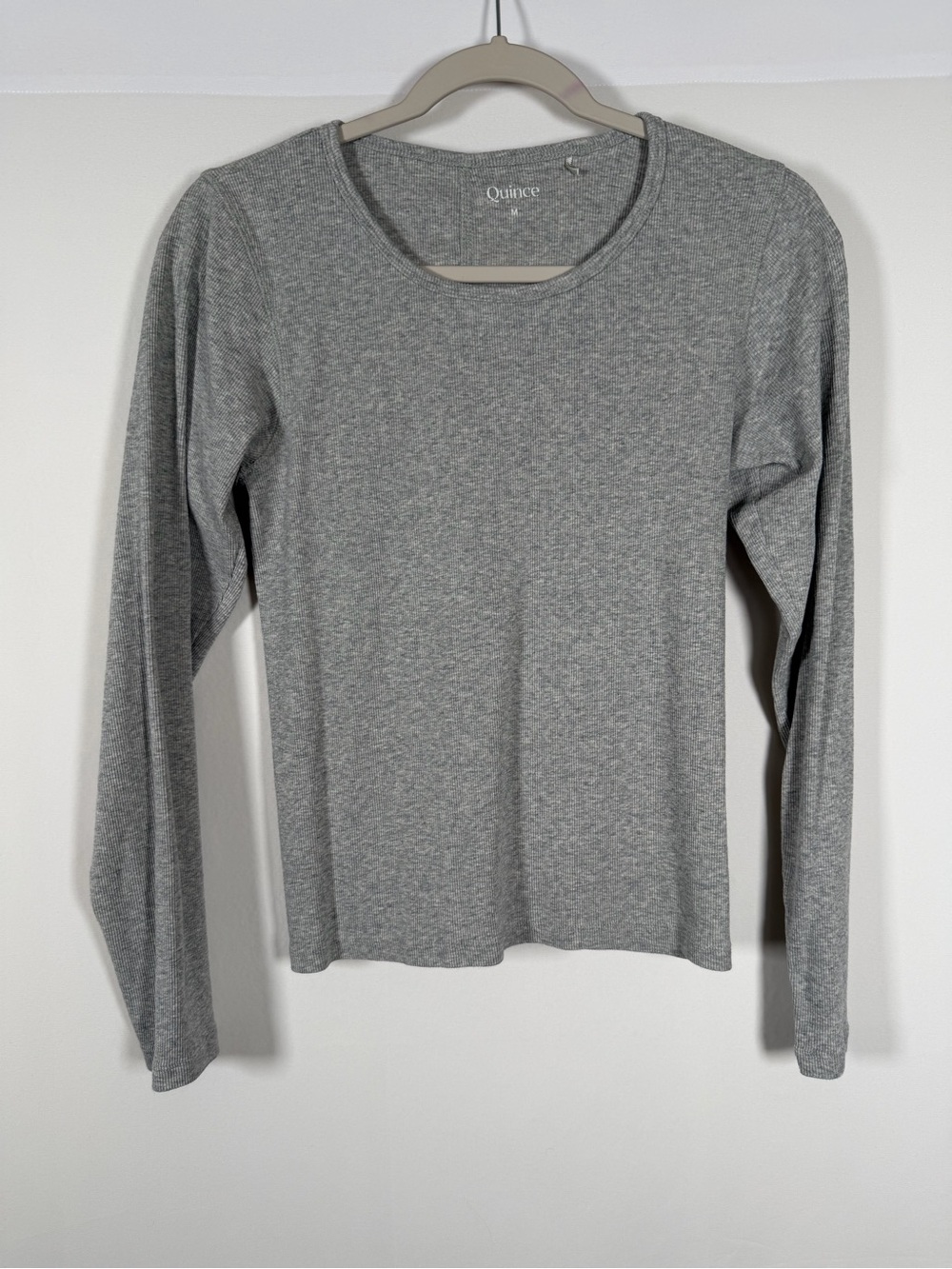 Quince Ribbed Long Sleeve Crewneck Top Minimalist, Elevated Basic, Quiet Luxury